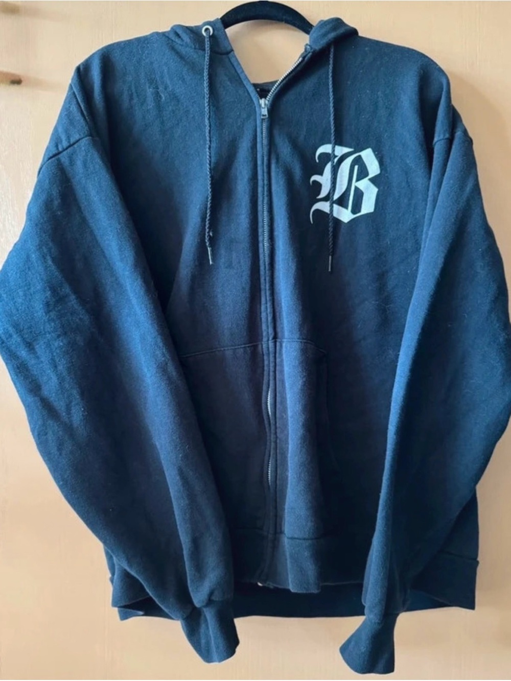 Boston Globe Heavyweight Black Zip Up Large Hoodie Swestshirt Jacket